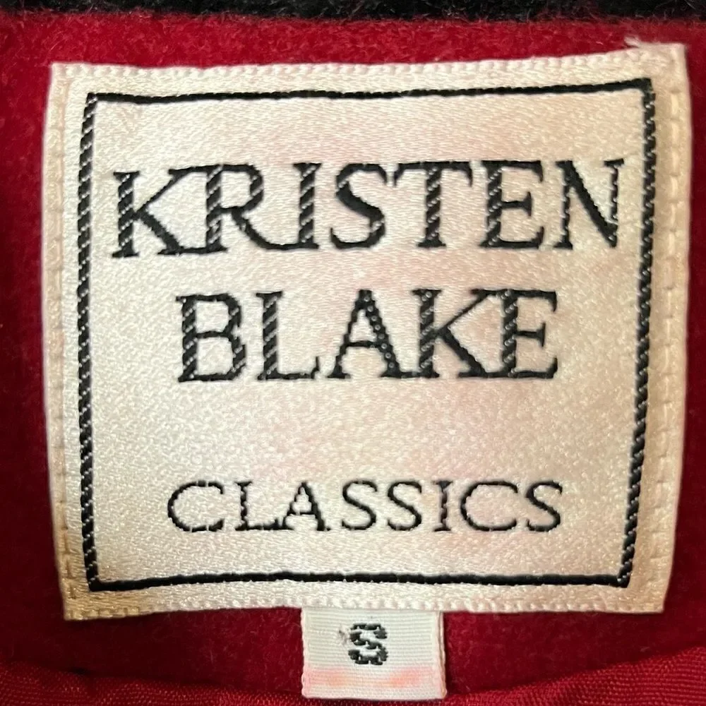 Kristen Blake Classics Faux Fur Collared Wool Pea Coat Red & Black Small